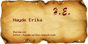 Hayde Erika névjegykártya